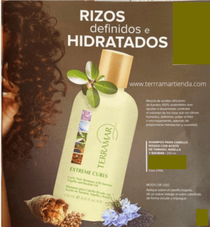 Shampoo para cabello rizado con aceite de Tamanú, Nigella y Baobab